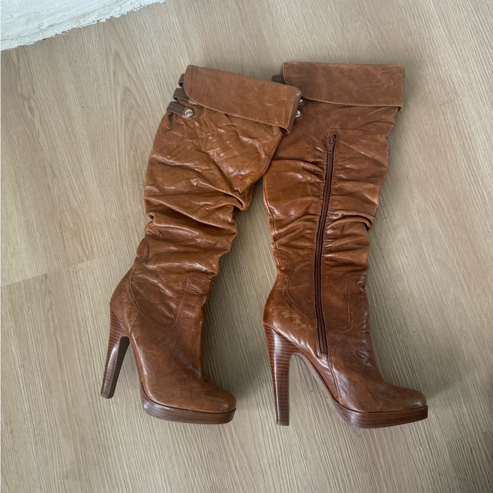 Jessica Simpson Brown Over the Knee Boots with Stiletto Heel